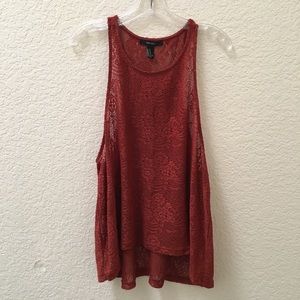 ⚡️2for$20⚡️Burnt orange floral lace tank top